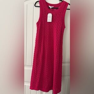 Time and Tru Women's Hot Pink Sleeveless Midi Sweater Dress